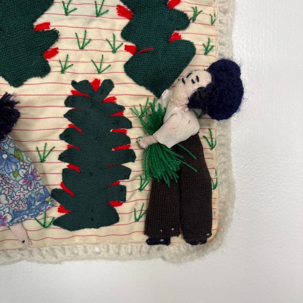 Handmade Peruvian Arpillera Folk Art Wall Hanging 20x16 Multicolor Sierra Peru